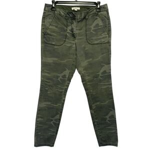 LOFT Camo Pants Petite 6 Green Utility Stretch Casual Military Style